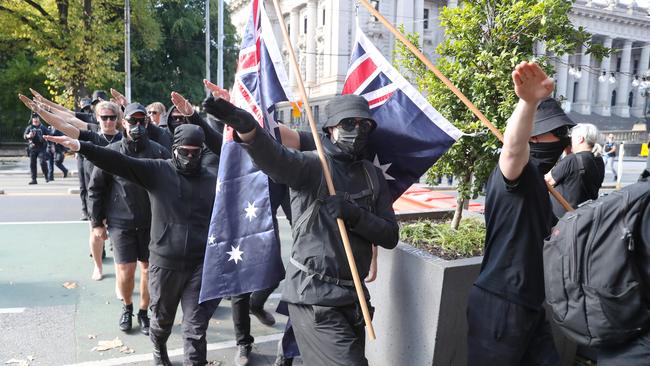Victoria passed laws to ban the public display of the Nazi salute in October. Picture: David Crosling/NCA NewsWire.