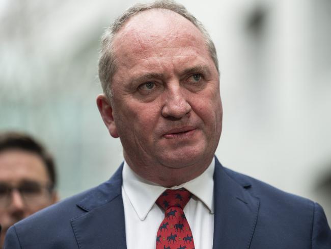 CANBERRA, AUSTRALIA - NewsWire Photos JUNE 21, 2021: Barnaby Joyce addresses the media at Parliament House in Canberra. Picture: NCA NewsWire / Martin Ollman