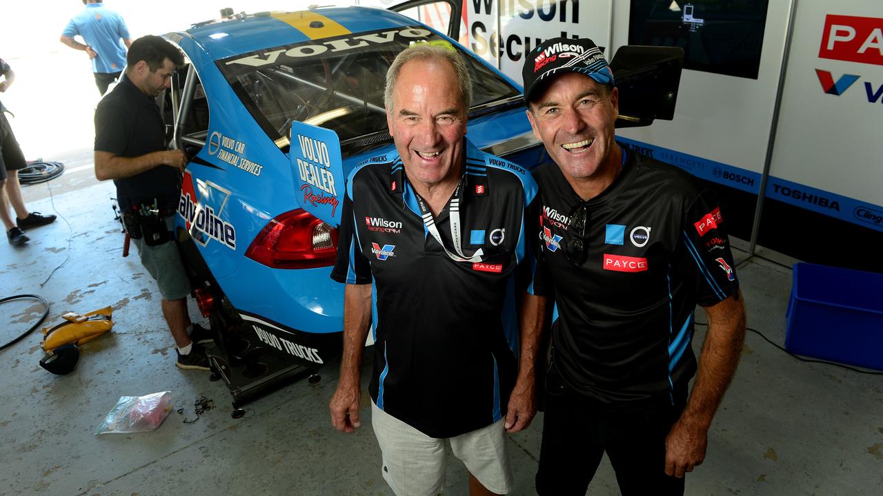 3/03/2016 Clipsal 500 day 1- Owner of the Wilson Security Racing GRM then Volvo Polestar Team Garry Rogers and son Barry Rogers. Picture: Mark Brake.