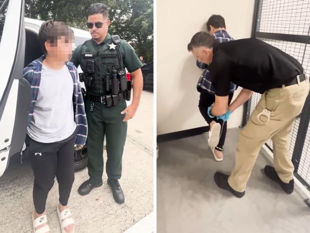 An 11-year-old boy was named and shamed by a Florida sheriff after allegedly making a threat to commit a school shooting. Picture: Volusia County Sheriff’s Office