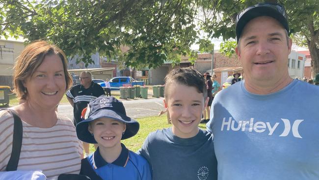 Gympie Anzac Day service 2022 - Tonia, Maya, Flynn and Jason McBride.