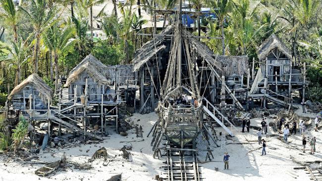 The new Pirates of the Caribbean set at the Spit, Main Beach. Pic by Luke Marsden.