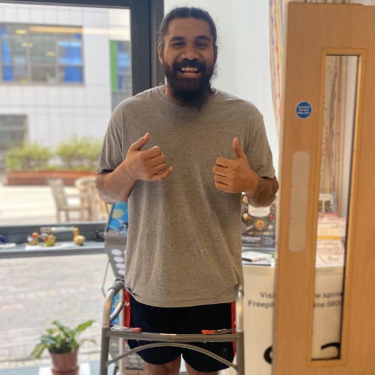 Mose Masoe with walking frame in April, 2020