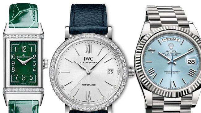 The Jaeger Le-Coultre Reverso One Monoface Green, the IWC Portofino Automatic 37mm and the Rolex Oyster Perpetual Day-Date 40.