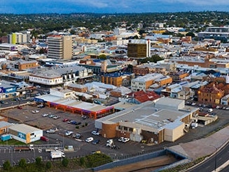 An aerial image of Toowoomba's CBD.