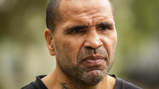 SYDNEY, AUSTRALIA - NewsWire Photos JANUARY 01, 2021: Anthony Mundine looks on during a press conference in Redfern to discuss changes in the wording of the Australian national anthem. Picture: NCA NewsWire / Jenny Evans