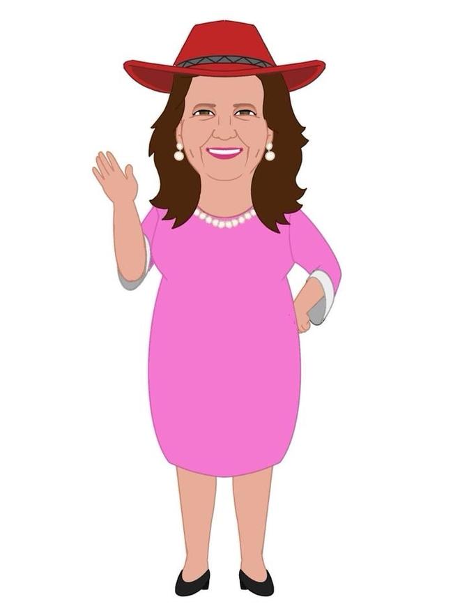 Gina Rinehart as she appears in the new episode of Please Explain. Photo – Stepmates.