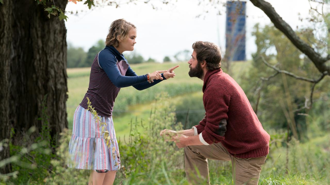 Millicent Simmonds and John Krasinski in <i>A Quiet Place</i>.