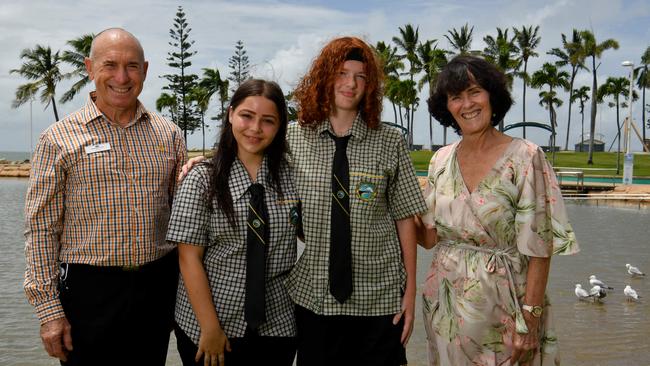 Heatley Secondary College students Holly Gofton and Katie Weston, with their mentors Mario Romeo and Meredith Wenta. Picture: Evan Morgan