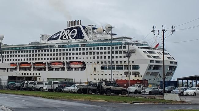 The Pacific Explorer in Adelaide’s outer harbour this morning. Picture: Tom Huntley