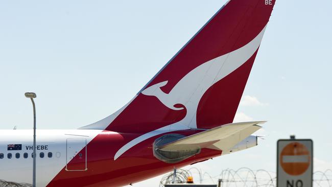 MELBOURNE, AUSTRALIA - NewsWire Photos MARCH 03, 2022: QANTAS plane tail fins at Tullamarine Melbourne Airport. Picture: NCA NewsWire / Andrew Henshaw