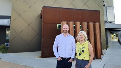 Deputy Mayor Helen Healy outside Mallee e Accommodation and Support Program for the announcement of the establishment the Mildura Social and Affordable Housing Taskforce