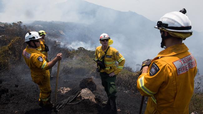 Gell River firefighters working on a ridge. Picture: WARREN FREY