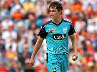 Mitchell Swepson playing for the Brisbane Heat in the Big Bash League. Picture: RICHARD WAINWRIGHT