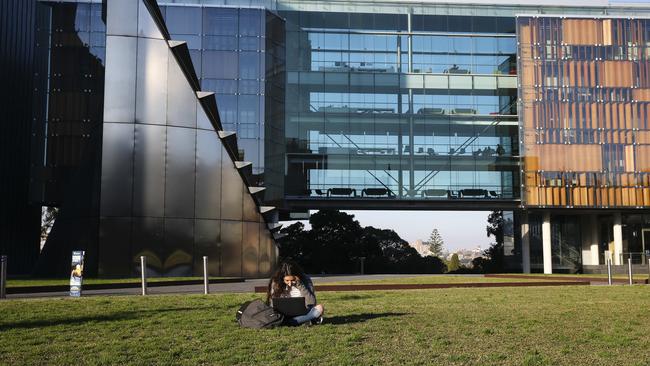 A student on campus at the University of Sydney, which had no problem accepting Chinese money. Picture: Justin Lloyd.