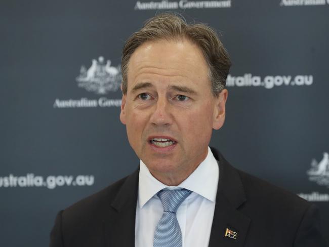 Health Minister Greg Hunt said the Omicron variant was less severe as there were only 76 people across the country on ventilation. Picture: NCA NewsWire/ David Crosling