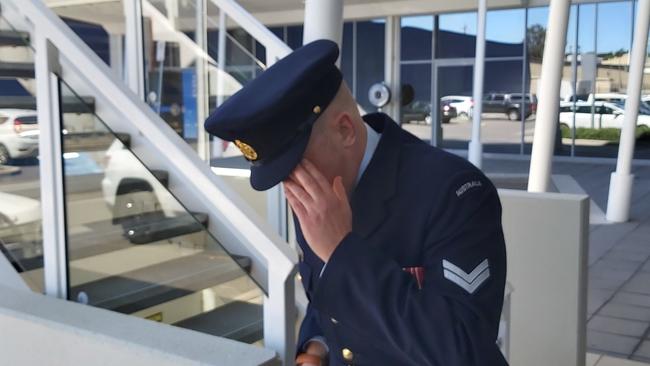 Air force Corporal David Leslie Marsh, 44, leaves the Defence Force Magistrates Court in Canberra after being found not guilty of two counts of prejudicial conduct and one count of committing and act of indecency without consent. Picture: CRAIG DUNLOP