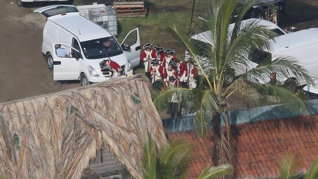 British redcoats, presumably dinking tea, wait for the call-up off-camera. Picture: Scott Fletcher