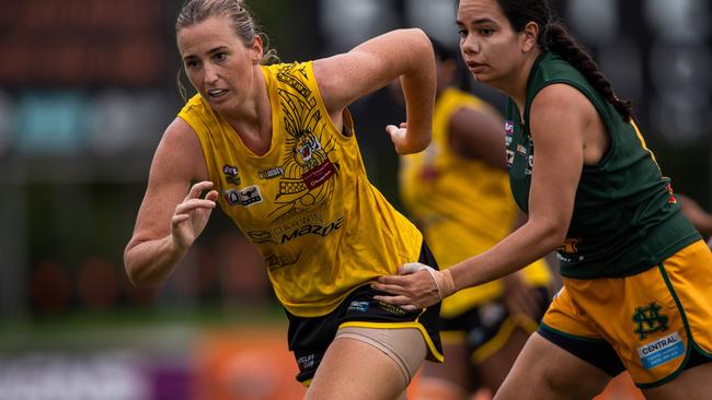 Mickayla Ward in the St Mary's vs Nightcliff Tigers 2023-24 NTFL women's qualifying final. Picture: Pema Tamang Pakhrin