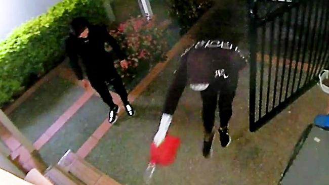 Queensland Police have released security camera vision of two men who they believe may be able to assist with investigations into three arson incidents at Main Beach in the lead up to New Yearâs Eve. Picture: Queensland Police