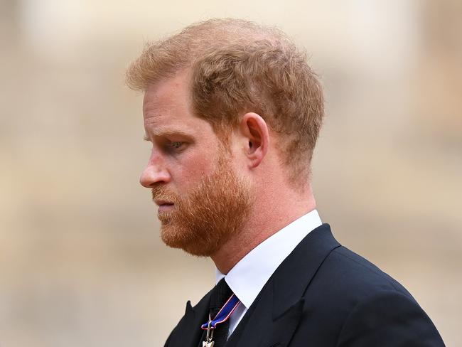 Prince Harry, at the Queen’s funeral last September, will visit London next week. Picture: Justin Setterfield/Getty Images