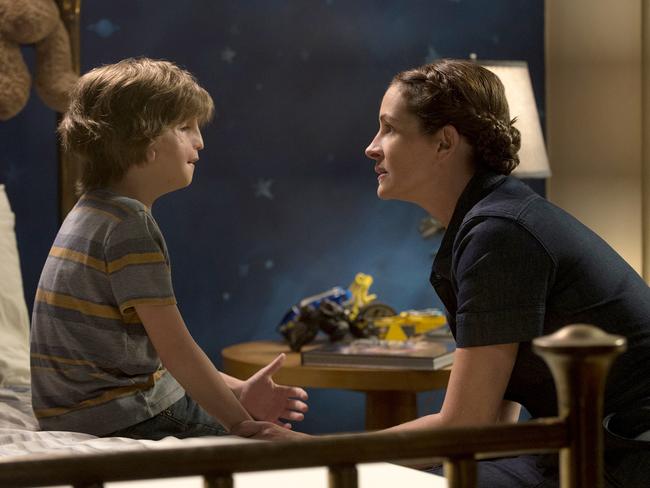 Jacob Tremblay and Julia Roberts in a scence from Wonder. Picture: Supplied