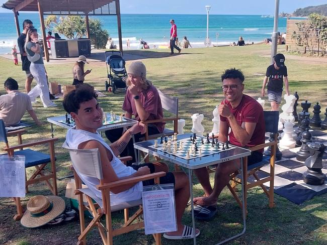 People playing chess at Apex Park, Byron Bay in 2023. Picture: Peter Hanna