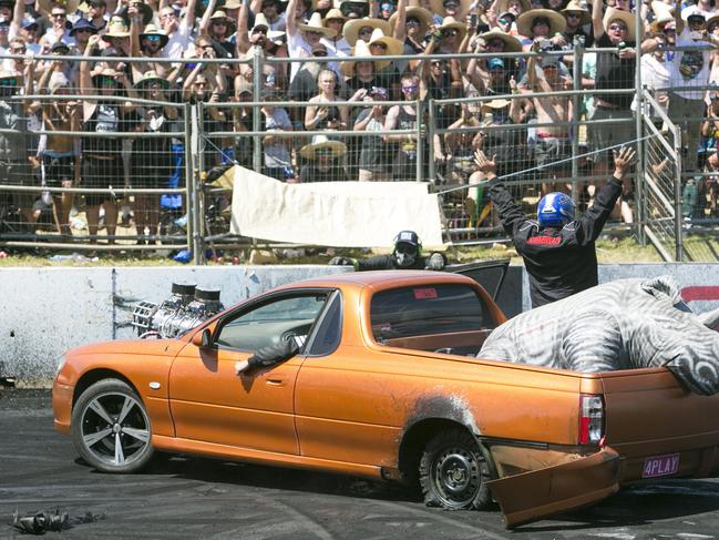 SUNDAY TELEGRAPH SPECIAL. A Car preforms a burnout during Summernats 31 2018. Photo: Keegan Carroll