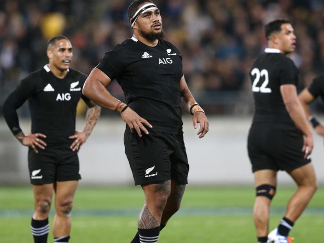 WELLINGTON, NEW ZEALAND - JULY 27: Ofa Tuungafasi of New Zealand looks on during the 2019 Rugby Championship Test Match between New Zealand and South Africa at Westpac Stadium on July 27, 2019 in Wellington, New Zealand. (Photo by Hagen Hopkins/Getty Images for VODAFONE)