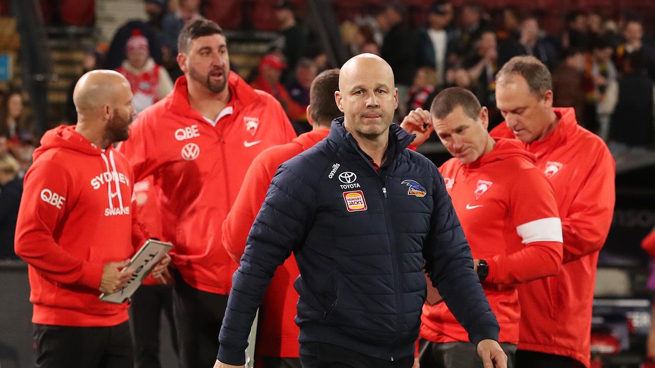 Matthew Nicks following the controversial loss. (Photo by Sarah Reed/AFL Photos via Getty Images)