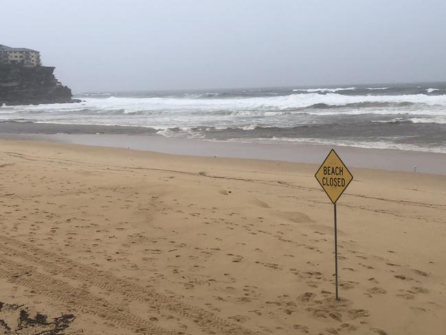 Northern Beaches Council closed all its beaches, including Queenscliff Beach (pictured on Wednesday afternoon) ahead of an expected East Coast Low. Picture: Jim O'Rourke