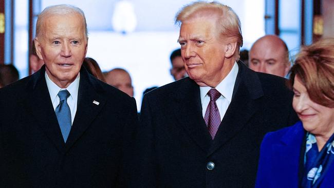 US President Joe Biden (left) and President-elect Donald Trump arrive for the inauguration ceremony where Donald Trump will be sworn in as the 47th US President in the US Capitol Rotunda in Washington, DC. Picture: AFP