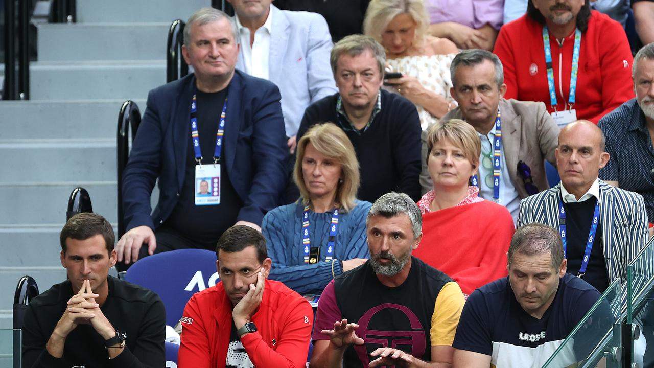 Srdjan Djokovic was notably absent in Djokovic’s players box. (Photo by Lintao Zhang/Getty Images)