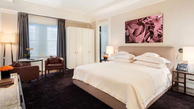 The plush bedrooms all feature HD TVs, and control panels to ensure you have a comfortable stay. Picture: The Mark Hotel