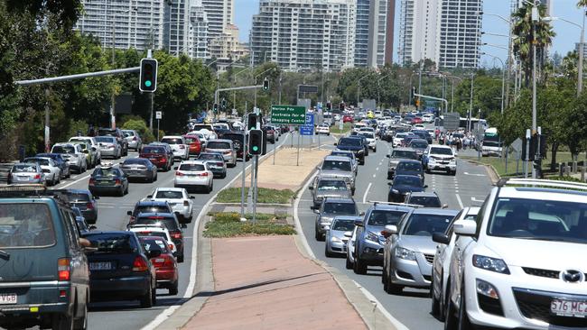 The Gold Coast Highway is one of the busiest roads in the city and has topped the list of worst flat tyre spots. Picture by Scott Fletcher