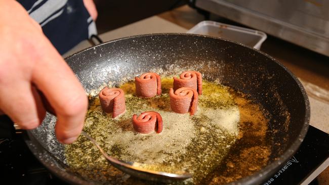 Some of the 3D-printed meat. Picture: Stuart McEvoy