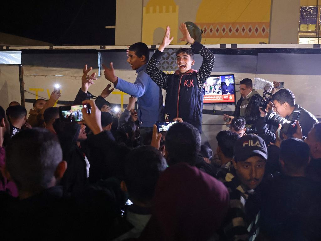 Thousands of Gazans celebrated on January 15 as news spread that a ceasefire and hostage release deal had been reached between Israel and Hamas. Picture: Bashar Taleb/AFP