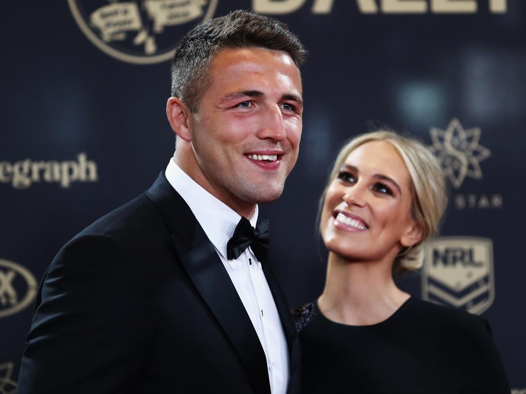 Sam Burgess with ex-wife Phoebe Burgess. Picture: Ryan Pierse/Getty Images