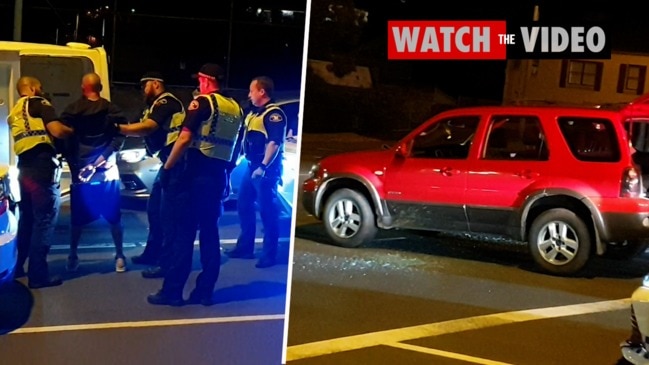 Dramatic police arrest on Sandy Bay Rd, Sandy Bay, Tasmania after police pursuit