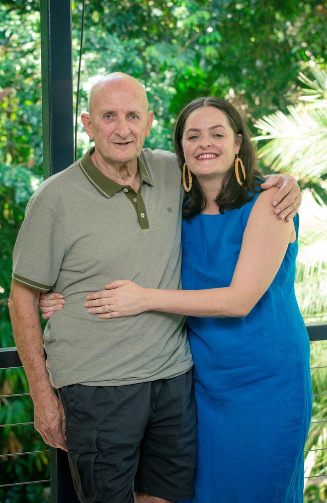 Jessica Sylvester received a lifesaving acts of bravery award after she saved her dad, former NT police officer, Tom Baker’s life. Picture: Glenn Campbell