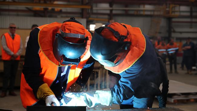 Workers at the Tomago aluminium plant near Newcastle in NSW.