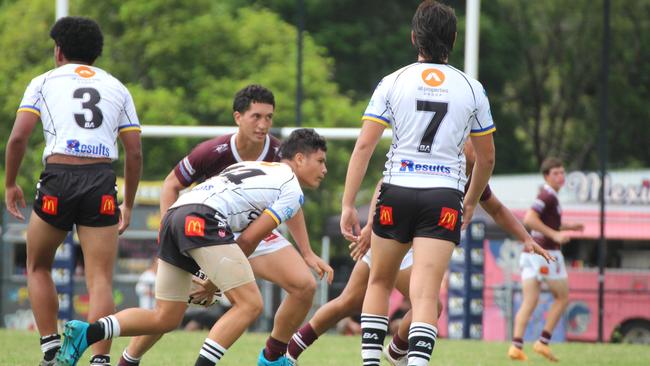 Tayshaarn Tonga. Connell Cup under-17s action between the Souths Logan Magpies and Burleigh Bears. Saturday February 10, 2024.