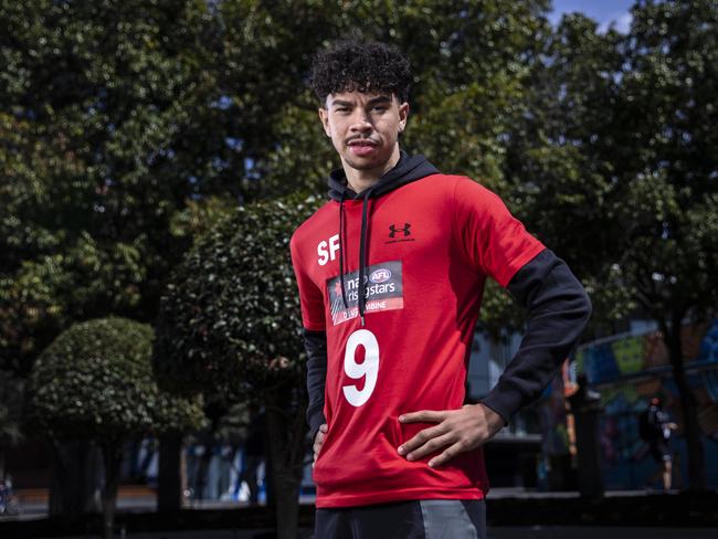 Malcolm Rosas poses for a photo at the Annual AFL draft profiles in Melbourne today. Picture by Wayne Taylor 2nd October 2019