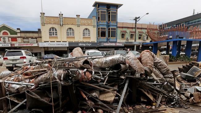 The clean up effort is still ongoing in Lismore, pictured on March 21, but renewed heavy rainfall could see parts of northern NSW flood again. Picture: Toby Zerna