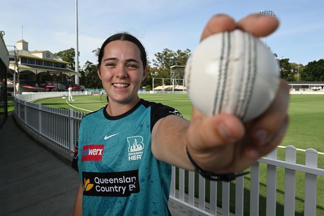 Brisbane Heat fast bowler Lucy Hamilton took 5 wickets on the weekend instead of being in Surfers Paradise enjoying Schoolies week with friends. She is one of the top talents coming through. Pic: Lyndon Mechielsen/Courier Mail