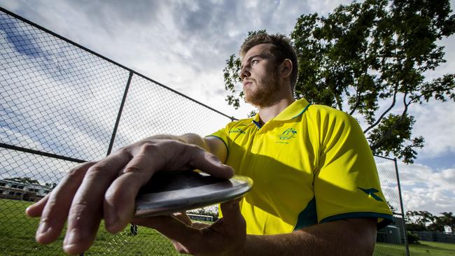 Discus thrower Mitchell Cooper hopes to represent Australia at the next Olympics. Photo: AAP /Richard Walker
