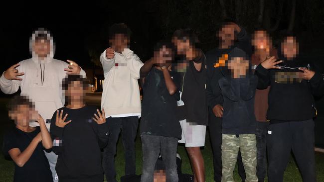 Members of one of Port Augusta’s self-proclaimed youth gangs, including children as young as 10, roam the streets until midnight. Picture: Riley Walter