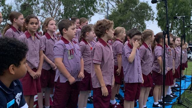 The Mount Cotton State School choir sang “In Flanders Field” at the Redland Bay dawn service. Picture supplied. 