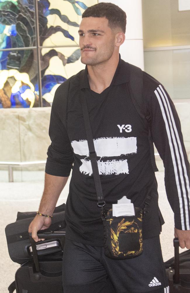 Nathan Cleary spotted in top-end Adidas gear and a Versace bag. Picture: Jeremy Piper