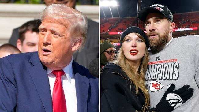 Donald Trump with Taylor Swift and Travis Kelce.
